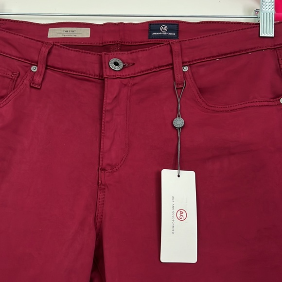 AG Adriano Goldschmied NWT The Stilt Cigarette Leg Dark Red Women’s Size 32 - Picture 2 of 8